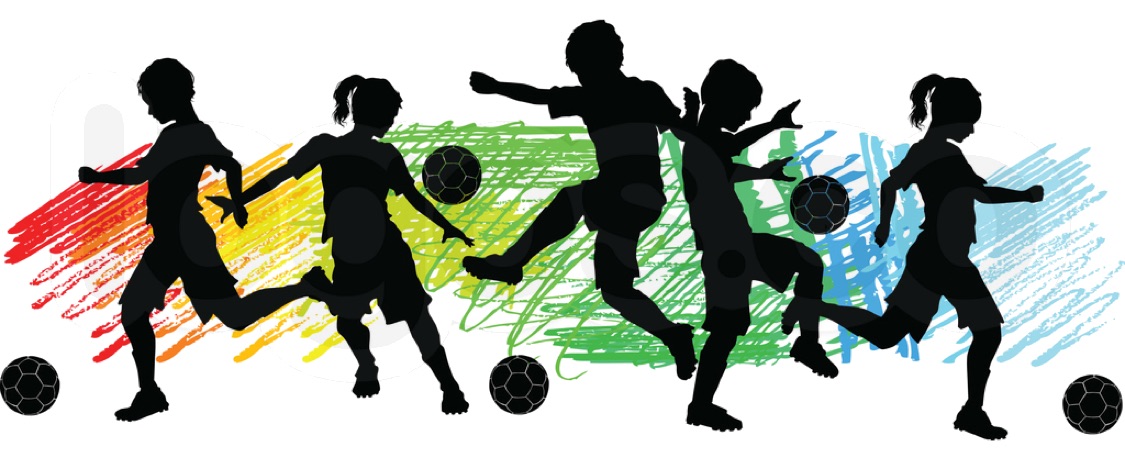 Picture showing silhouette of children playing with a coloured background 
